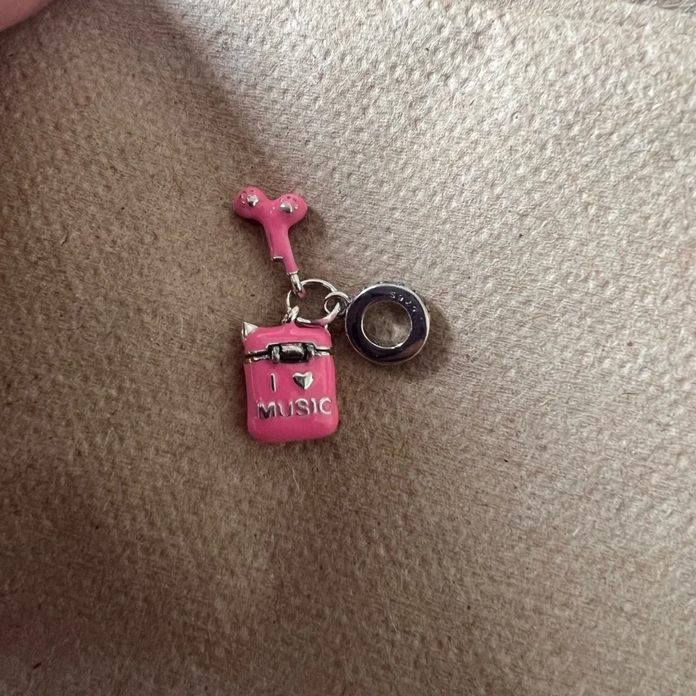 Silver & Pink Paw Dangle AirPods Charm